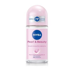 NIVEA Pearl and Beauty 50ml Deo Underarm Roll On | With Pearl Extracts & Avocado Oil | 72 H Long Lasting Floral Scent | 0% Alcohol and Dermat Approved | For Women