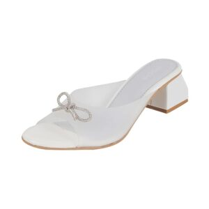 Mochi Women's Block Heel Metal Trim Fashion Sandal