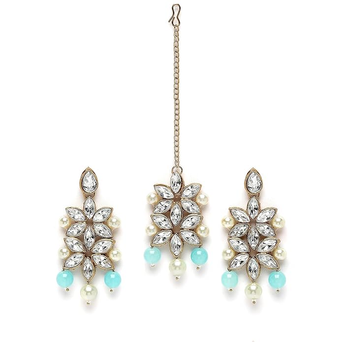 Jewellery Sets for Women Gold Plated Bridal Long Necklace Set Neck Choker with Earrings and Maang Tikka for Women & GirlsV - Image 3