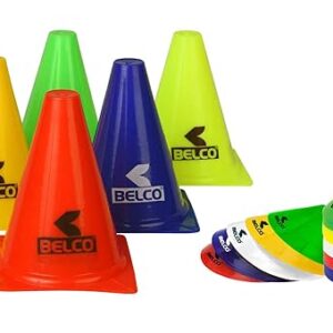 BELCO SPORTS 6 Inch PVC Cones Pack 6, 20 Space Markers Agility Combos (Multicolour)