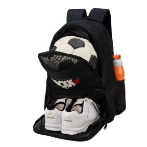WHACKK Champion Soccer Blk |Football Kitbag Bags|Basketball Volleyball Throwball Equipment Backpack |Football & Helmet Pocket |Exercise Mat Holder|Gym |Access Pockets|Sports Men Boys Bag (Black)