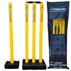 Vinson Senior Cricket Stumps Set - 30 Inches | Durable, Full Size and Sturdy Cricket Wicket Set with Extra Bowling Side Wicket | for Indoor and Outdoor Cricket Practice | for Kids & Adults.